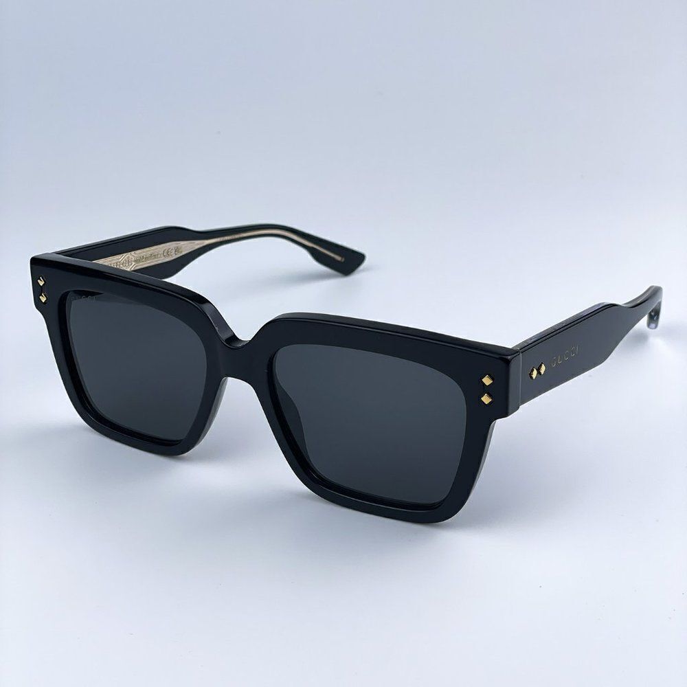 NEW Gucci GG1084S 001 Black Grey Square Unisex Sunglasses - Picture 2 of 15